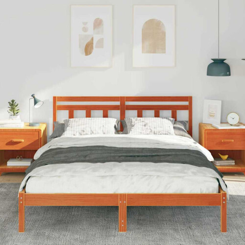 VidaXL vidaXL Bed Frame Brown 140 x 200 cm Solid Pine Wood 1