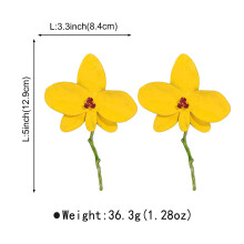 (Yellow) Floral Stud Earrings - Enamel Petal Gift for Women