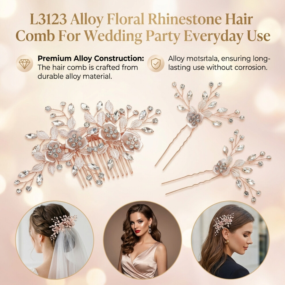 Dachuang Beauty Rhinestone Floral Hair Comb For Wedding & Daily Use