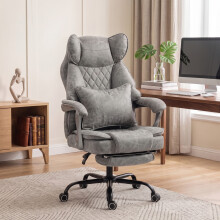 HOMCOM Big and Tall Office Chair with Lumbar Support, Grey