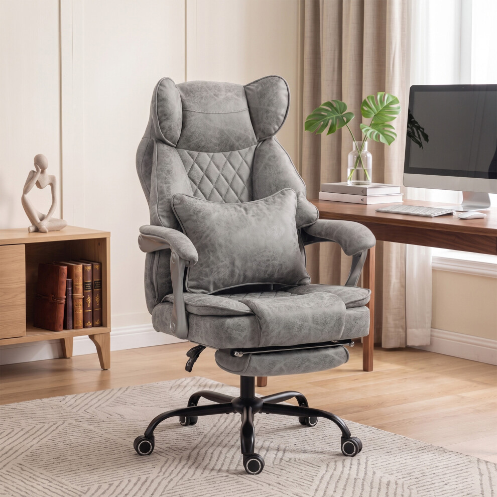 Homcom Big And Tall Office Chair With Lumbar Support, Grey