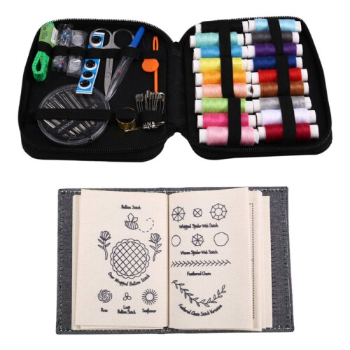 2X DIY Stitch Book with Tool Set,Embroidery  Book with Needle and Thread Sewing Patterns B 1
