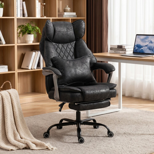 Homcom HOMCOM Big and Tall Office Chair with Lumbar Support, Black 1