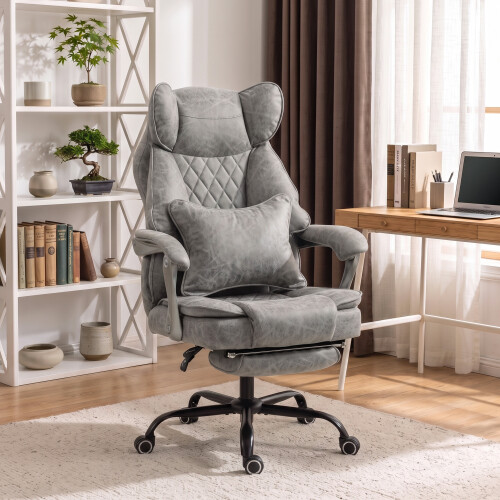 Homcom HOMCOM Big and Tall Office Chair with Lumbar Support, Grey 1