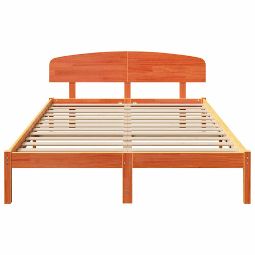 VidaXL vidaXL Bed Frame with Headboard Wax Brown 140 x 200 cm Solid Pine Wood 1