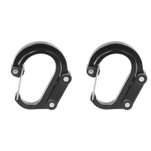 2X Black Camping Hybrid Gear Clip Carabiner Rotating Hook Clip Non-Locking Strong Clips