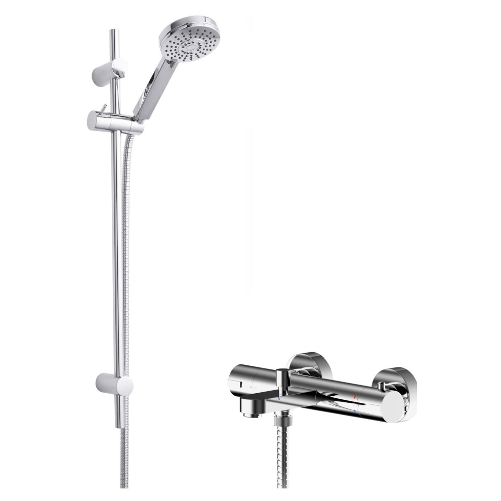 Consall Wall Mount Thermostatic Bath Shower Mixer Tap With Multi Function Slide Rail Kit - Chrome - Balterley 5056462693583