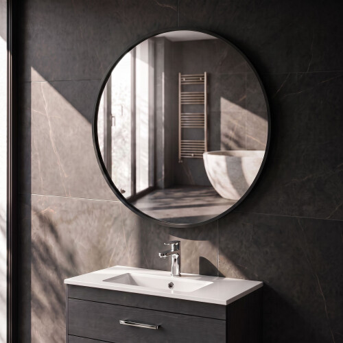 Balterley Round 600 x 600mm Black Frame Recessed Mirror 2