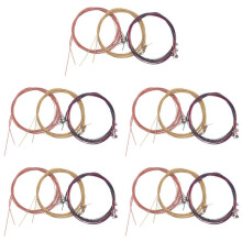 15 Sets Guitar Strings Replacement Steel String for Acoustic Guitar (5 Brass Set, 5 Copper Set and 5 Multicolor Set)