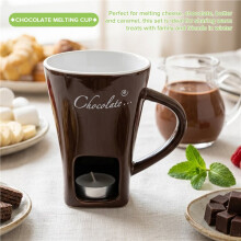 Fondue Mug Set Chocolate Cheese Milk Cream Making Set Single Butter Melter Baking Cup Candlestick Brown