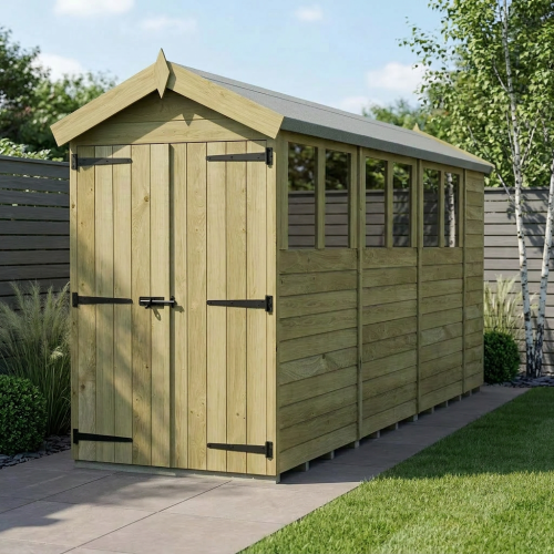 4 x 15 Apex Shed Tanalised (Double Door, With Windows)