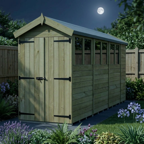 4 x 15 Apex Shed Tanalised (Double Door, With Windows) 2
