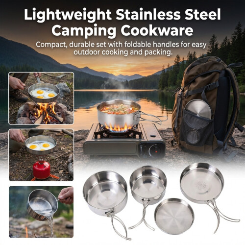 Lightweight 4-Piece Camping Cookware Set for 2-3 People 1