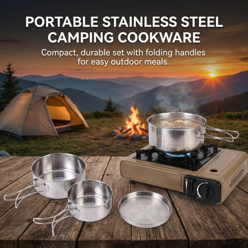 Lightweight 4-Piece Camping Cookware Set for 2-3 People 2