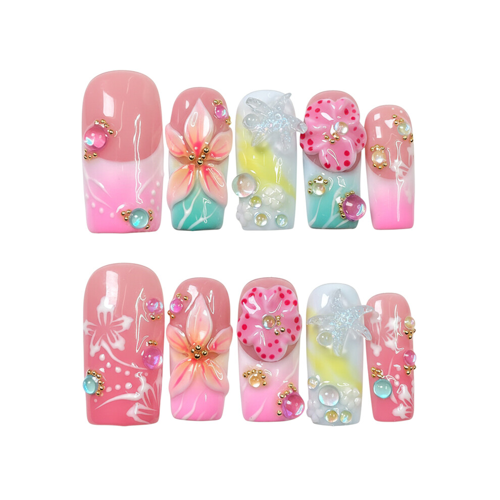 Roc-Electron (S) 3D French Ombre False Nails, 10Pcs
