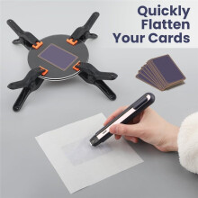 Kit de Redressement de Cartes, Ensemble D'Accessoires D'Entretien pour Cartes à Collectionner avec Coffret en Bois, Loupe pour Aplanir les Bords