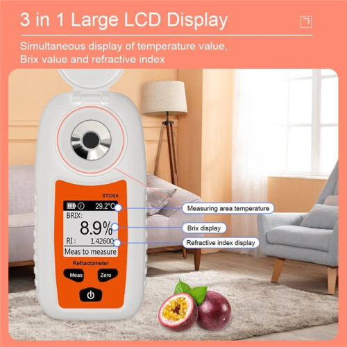 Sensor LCD Digital Refractometer Sugar Analyzer ATC Sugar Content Tester for Fruit Juice Beverage Wine Honey Saccharometer 2