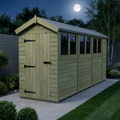 4 x 15 Apex Shed Tanalised (Single Door, With Windows) 2