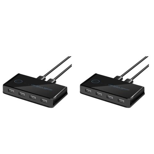 2X USB KVM  USB Shared Switcher 2 in 4 Out for Laptop PC Keyboard Mouse Printer USB  Hub Adapter USB 2.0
