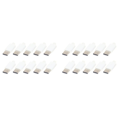 20Pcs Type C Usb3.1 3A Fast Charging USB Connectors Male Jack Tail Plug Electric Terminals Welding DIY Data Cable White