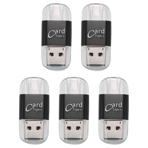 5X Card Reader Aluminum USB Type C OTG Micro-/TF External Memory Card Reader Adapter for Mobile Phone Computer(Black)