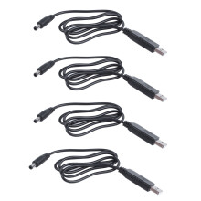 4X USB 5V to 12V 2.1mm x 5.5mm Module Converter Male Connector Jack Power Cable Plug,USB to Cable -1M