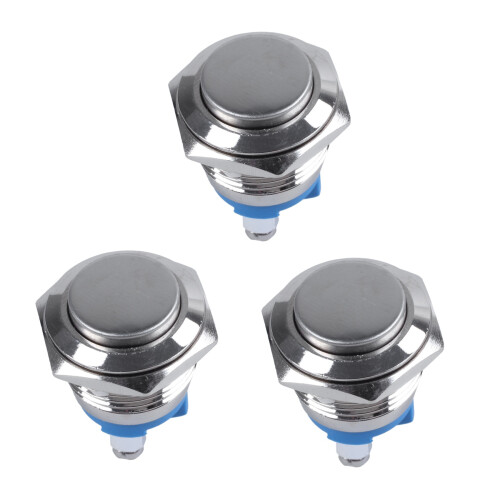 3X 16mm High Round High Round Momentary Metal Push Button