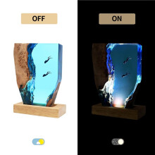 Luci Notturne A LED In Resina con Surf Sull'Oceano, Lampada da Comodino In Legno Fatto A Mano, Ornamenti Artistici 3D per Ufficio, Camera da Letto