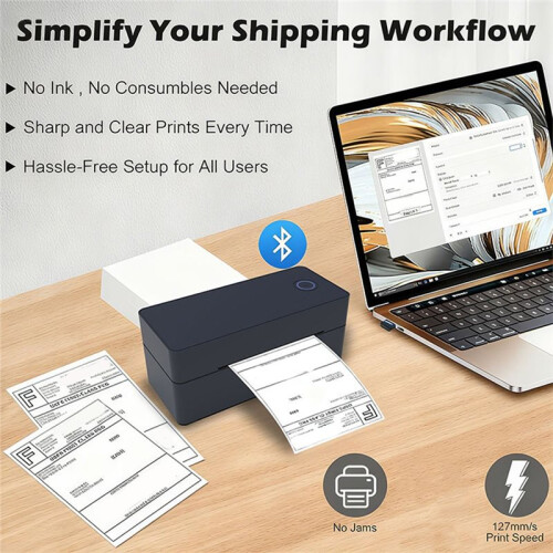 Wireless  Thermal Shipping Label Printer 4x6 Support for Android  IOS Windows - Shipping Label Printer EU
