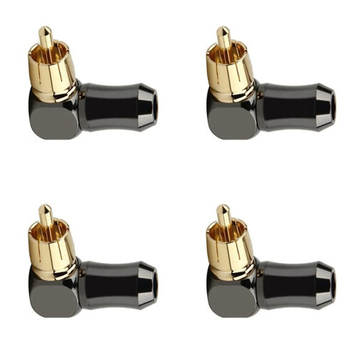 4 Uds. Conector RCA Conector de Audio Macho Codo de Ángulo Recto de 90 Grados Conector de Terminal de Altavoz para Soldar Cable de Vídeo