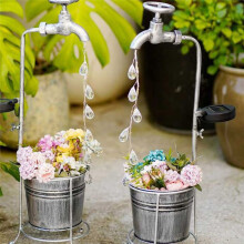 Solar Powered Water Faucet Lights Waterproof LED Planter Lamp for Patio Pathway Walkway Lawn Garden