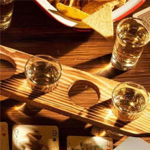 3X Wine Glasses Stand Wooden Drink Serving Tray with 6 Glasses Glass Cup Rack Tequila Glass Holder Serving Tray for Bar
