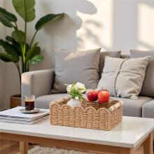 Papers Rope Scalloped Toilet Papers Storage Basket,Bedroom Decor Baskets for over Toilet Storage Shelf with Handle