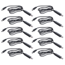 10X USB 5V to 12V 2.1mm x 5.5mm Module Converter Male Connector Jack Power Cable Plug,1M (5V to 12V)