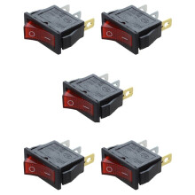 5X Rocker OFF Bright Bipolar 28X10mm 250V 15A 3 Terminals RED