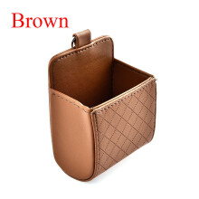 (Brown)Car Universal Auto Storage Box Pouch Bag Phone Charge Holder Organizer Pocket