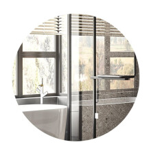 Self Adhesive Round Mirror Frameless Glass Stick Wall Mirror, 40cm for Bathroom Living Room Hallway Dressing Table