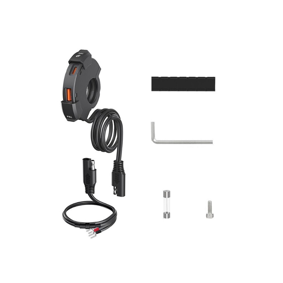 Qc3.0 Pd 12-24V Motorcycle Usb Type C Charger 30W Ip65 Waterproof Handlebar Mounting Bracket Charger For Phone Camera 4713355914170