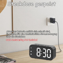 Alarm Clock, Digital Alarm Clock, Dimmable for the Bedroom, Plug-in Alarm Clock Black