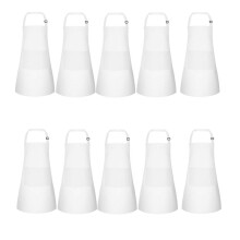 Paquete de 10 Delantales para Niños Delantal Ajustable para Niños con 2 Bolsillos Delantal de Pintura de Chef para Cocinar Hornear Pintar Blanca