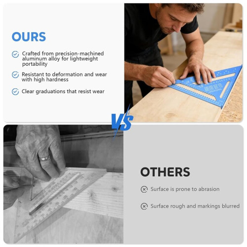 Carpenter Square,12 Inch Rafter Square Wood Working Tools, SAE & Metric Dual Scale Carpenter Measuring Tool