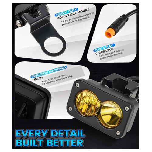 Refletor de 3 Polegadas para Bicicletas Elétricas de Montanha - Luz de Trabalho Ultrabrilhante e de Alta Intensidade para Veículos Off-Road Ridstar 1