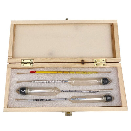 Accurate Alcoholmeter Concentration Meter Wine Measuring Tool Set Vodka Whiskey Hydrometer Meter in Wooden Box 1