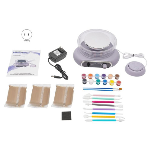 Kit de Máquina de Cerâmica com Roda Giratória de 4,7 Polegadas, Máquina Elétrica de Cerâmica com Velocidade Ajustável e Pedal, Plugue Americano 2