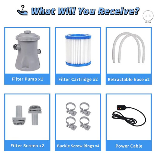 Pool Cleaner Circulation Filter Pump 330 GPH Filter Swimming Pool Filter Pump for Aerated Pool Pumps US Plug 1