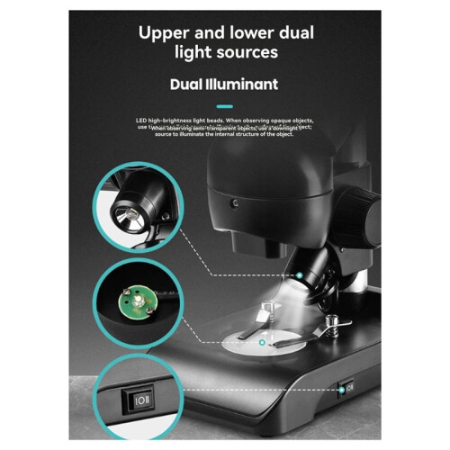 ES1057 Binocular Microscope Kit 30x Magnification Biological Microscope Scientific Experiment Anatomy