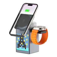 6in1 Magnetic Multi-Function Wireless Charger with Speaker Alarm Clock for 14-16Pro for Airpods Iwatch