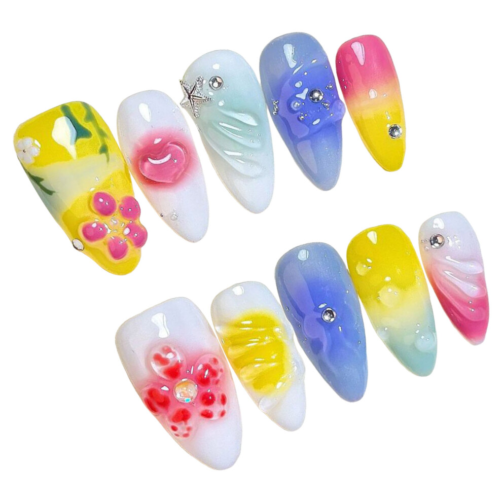 Dcph-Clothing (Xs) Flower Fake Nails - Easy Application For Work & Party
