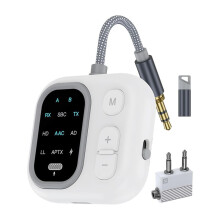 5.3 Audio Adapter, 2 in 1 Wireless Audio Transmitter Receiver AUX RX/TX for Car Home Airplane Airline Travel