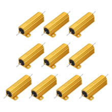 10Pcs 50W 6 Ohm Aluminum Case Resistor with 5% Tolerance Aluminium Housing Chassis Mount Wirewound Power Resistors Gold